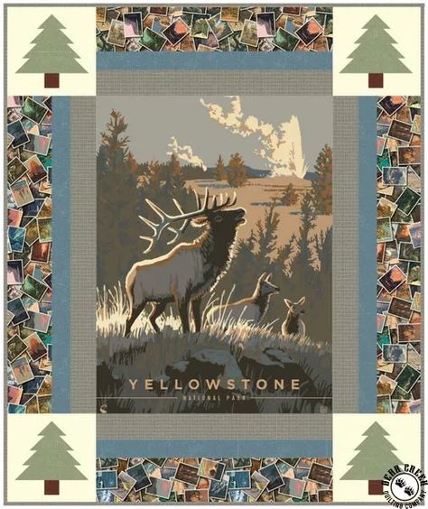 National Parks Quilt, National Park Quilt, Riley Blake Quilt Patterns, National Park Quilt Blocks, Riley Blake Quilt, Wildlife Quilts, Tiled Quilt, Panel Quilt Patterns, Quilt Big