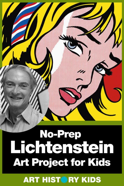 Art History Projects, Art History Projects For Kids, Art History Activities, Roy Lichtenstein Art, History Homeschool, Homeschool Art Projects, Roy Lichtenstein Pop Art, Lichtenstein Pop Art, Pop Art For Kids