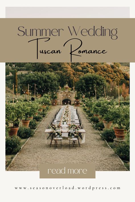 Transport your wedding guests to the sun-drenched landscapes of Tuscany with a summer celebration steeped in the intoxicating allure of Tuscan Romance. Envision exchanging vows in a picturesque vin… Italian Wedding Theme Romantic, Tuscan Wedding Decor, Italian Vineyard Wedding, Romance Wedding Theme, Tuscan Wedding Theme, Tuscany Wedding Theme, Tuscan Style Decorating, Vineyard Wedding Ideas, Tuscany Wedding Venue