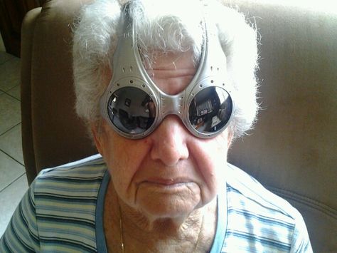 abuela estrella   :) with alien glasses Alien Glasses, Neon Genesis Evangelion, Outer Space, Sunglasses, Funny, Black