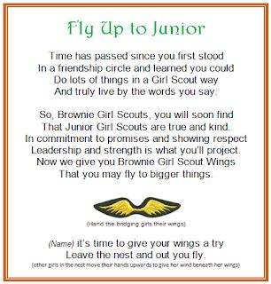 Bridging to Juniors Poem - Brownie Girl Scout Wings.  Fly up to Junior Ceremony Juniors Bridging Ceremony, Fly Up To Juniors Ceremony, Brownie Bridge To Junior, Bridge To Juniors Ceremony, Brownies To Juniors Bridging Ceremony, Girl Scout Junior Bridging Ceremony, Bridging To Juniors Gifts, Junior To Cadette Bridging Ceremony, Brownie Bridging To Juniors