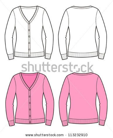 stock-vector-vector-illustration-of-woman-s-cardigan-front-and-back-views-knitwear-113232910 Cardigan Sketch, Cardigan Illustration, Fashion Composition, Flat Drawings, Basic Cardigan, Flat Sketches, Fitted Cardigan, Button Cardigan, V Neck Cardigan