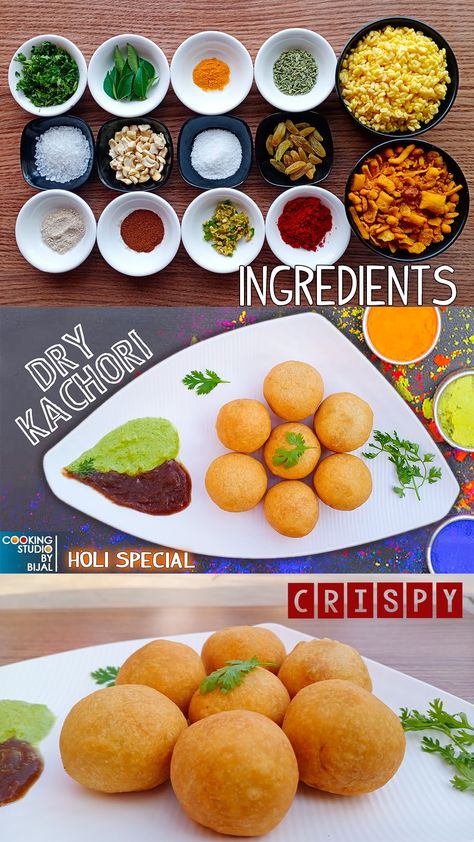 Dry kachori, Haldiram kachori Morning Recipes, Holi Special, Morning Food, Till The End, Quick Breakfast, Tips Tricks, Quick Recipes, Deep Fried, Breakfast Ideas