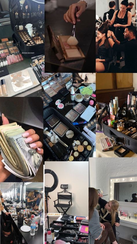 Makeup Artist Room, Makeup Artist Aesthetic, Makeup Artist Career, Hair Salon Business Plan, Beauty School Cosmetology, Artist Career, Salon Business Plan, Makeup Studio Decor, Makeup Artist Kit