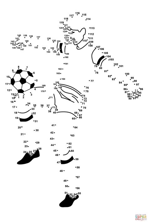 Soccer Crafts, Dot To Dot Puzzles, Dot To Dot Printables, Sports Coloring Pages, Football Crafts, Soccer Birthday Parties, Dots Free, Dot Worksheets, Soccer Birthday