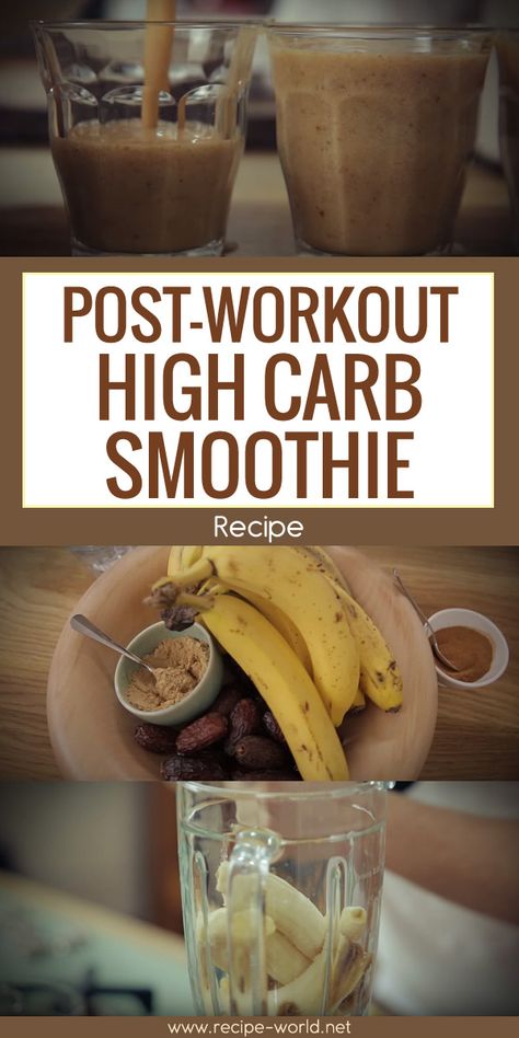 Recipe World Post-Workout High Carb Smoothie - Recipe World Raw Food Cleanse, Pre Workout Smoothie, Banana Apple Smoothie, Paleo Cookbook, Post Workout Smoothie, Workout Smoothies, Smoothie Prep, High Carb, Tasty Healthy