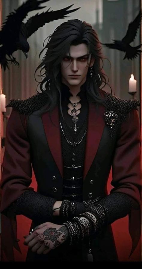 Vampire Male Makeup, Black Haired Vampire, Vampire Man Art, Royal Vampire Aesthetic, Male Vampire Art, Vampire Male Art, Male Vampire Aesthetic, Demon Character Design Male, Vampire Male