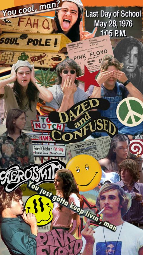 #dazedandconfused #1976 #slater #youjustgottakeeplivinman Dazed And Confused Aesthetic Wallpaper, Dazed And Confused Wallpaper, Movie Collage Wallpaper, Slater Dazed And Confused, 70s Cinema, Dazed And Confused Aesthetic, Summerween Party, Jason London, Dazed And Confused Movie