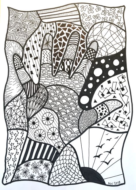 Zentangle Hand, Zentangle Pattern, Scratchboard Art, Zen Doodle Patterns, Easy Mandala Drawing, Boho Art Drawings, Zentangle Artwork, Classroom Art Projects, Mandala Art Therapy