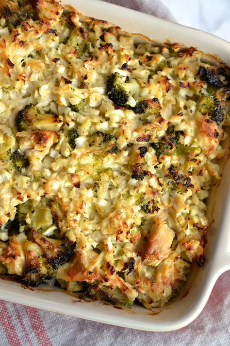 Broccoli & Chicken Casserole | Every Last Bite Paleo Broccoli, Green Bean Recipes Healthy, Broccoli Chicken Casserole, Cauliflower Rice Casserole, Green Bean Recipe, Healthy Green Beans, Shallow Shelves, Scd Recipes, Broccoli Rice Casserole