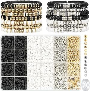 Gionlion 3000 Pcs Clay Beads Bracelets for Women, Bracelet Making kit Golden Beads for Jewelry Making, Charms Bracelet Kit DIY Arts and Crafts Birthday Gifts Preppy Phone Chains, Diy Friendship Bracelet, Bracelet Kit, Golden Beads, Tanah Liat, Jewelry Making Kits, Bead Storage, Jewelry Making Kit, Bracelet Kits