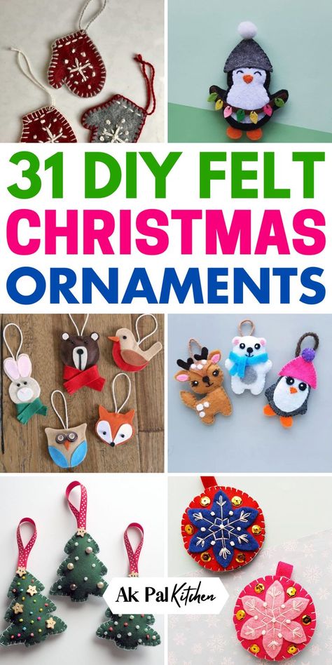 Create your own holiday magic with our DIY felt Christmas ornaments. These DIY felt Christmas crafts will add a personal touch to your Christmas tree decorations. Handcrafted with love, these homemade holiday decorations make perfect Christmas gifts. Explore our collection of Christmas sewing projects and discover the joy of crafting. Transform your tree with the warmth of personalized felt Christmas ideas and timeless holiday ornament ideas. You must try these DIY Christmas decorations today. Make Your Own Xmas Decorations, Making Felt Christmas Ornaments, Felt Xmas Tree Ornaments, Felt Xmas Decorations To Make, Easy Sew Ornaments For Kids, Felt Christmas Sewing Patterns, Diy Christmas Ornaments Vintage, Easy Felt Ornaments For Kids, Felt Crafts Christmas Sewing Patterns