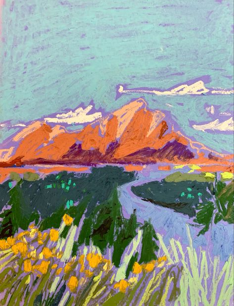 Pastel Ideas Art Easy, Oil Pencil Art, Simple Pastel Art, Pastel Chalk Art Ideas, Oil Pastels Landscape, Chalk Pastel Art Ideas, Oil Pastel Abstract, Oil Pastel Artwork, Pastels Artwork