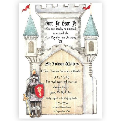 Castle Party Invitation | Knight Birthday Invitation | Picture Perfect Castle Birthday Invitation | Castle & Knight Birthday Invitation | Di... Knight Birthday Party Invitations, Castle Birthday Invitation, Knight Birthday, Knight Birthday Party, Castle Birthday, Castle Project, Castle Party, Knight Party, Royal Theme