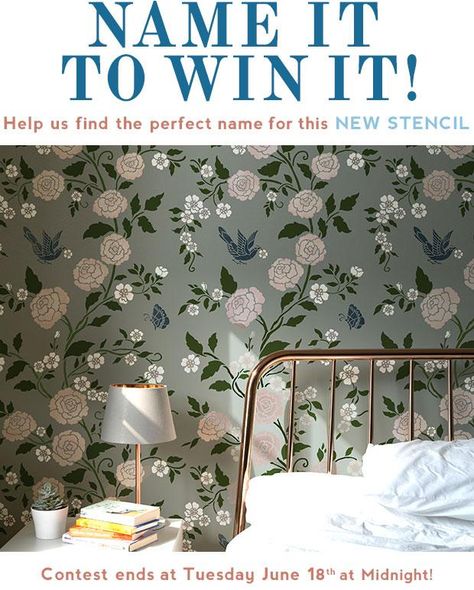 Name It to Win It is Back with a Stunning Stencil! Wallpaper Stencils, Damask Wall, Rose Stencil, Royal Design Studio Stencil, Popular Wallpapers, Wallpaper Stencil, Floral Stencil, Stencil Painting On Walls, Chinoiserie Wall