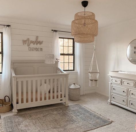 Nursery Shiplap Wall, Nursery Shiplap, Organization Nursery, Neutral Baby Nursery, Gender Neutral Baby Nursery, Nursery Accent Wall, Baby Nursery Inspiration, Baby Room Neutral, Baby Nursery Neutral