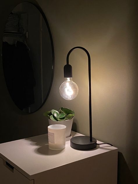 Nightstand Lamp Aesthetic, Mens Bedside Table, Desk Lamp Aesthetic, Industrial Night Stand, Industrial Bedside Tables, Night Stand Lamp, Goals 2024, Mens Bedroom Decor, Simple Bedside Tables