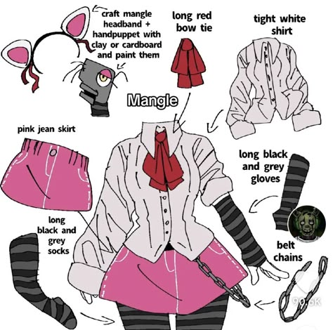 Lolbit Inspired Outfits, Cosplay Ideas Fnaf, Mangel Fnaf Cosplay, Beginner Cosplay Ideas, Fnaf Cosplay Makeup, Fnaf Themed Outfits, Fnaf Costume Ideas, Fnaf 2 Mangle, Mangle Fnaf Cosplay