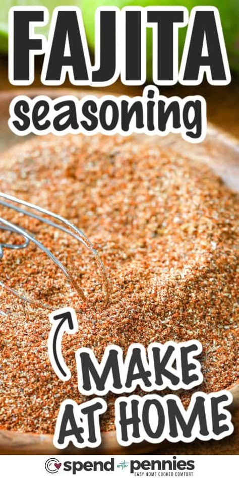 Homemade seasoning blends are unbeatable! This easy fajita seasoning is no exception. Tweak the spice levels to suit your preference. It’s a versatile choice for all your fajita recipes, from chicken to steak or even seafood! #spendwithpennies Diy Fajita Seasoning, Chicken Fajitas Seasoning, Fajita Recipes, Oven Fajitas, Easy Fajita Recipe, Fajita Seasoning Recipe, Chicken Fajitas Crockpot, Fajita Spices, Easy Chicken Fajitas