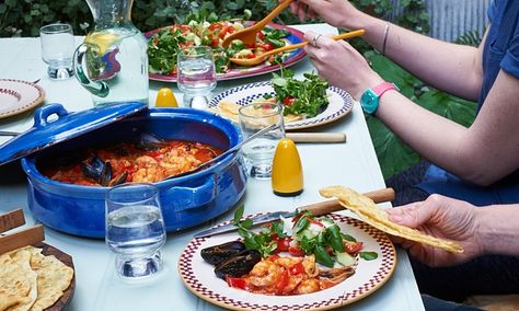 a mauritanian feast set on an outside table Mauritanian Food, Best Mussels Recipe, Outside Table, Vegan Feast, Mussels Recipe, Recipe Drawing, Fish Salad, Weekend Meals, Family Feast