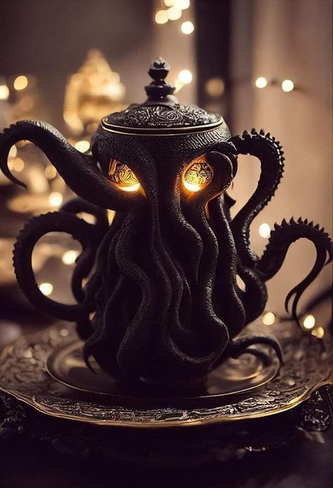 Tea Pots Art, Teapots Unique, Gothic Furniture, Goth Home, Dark Home, Gothic House, Cthulhu, Kraken, Clay Art