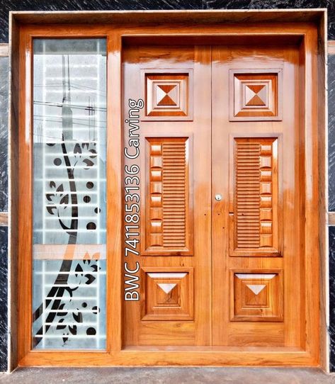 Doors designing ideas Main Door With Side Glass Design, Double Shutter Main Door Design, Double Door Design Wood Double Door Design Wood Indian, Dinesh Karthik, Latest Door Designs, House Front Door Design, Single Door Design, Door Design Photos, Main Entrance Door Design