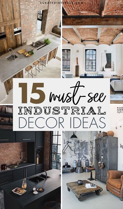 15 Must-See Industrial Decor Ideas - If you want to learn more about industrial decor, then we’re going to give you a quick overview of this popular decorating style reminiscent of a factory or workshop. Industrial interior design is often associated with lofts, apartments and city dwellings. However, you can take elements of this interior style and make it work in just about any type of home. Industrial Farmhouse Living Room, Industrial Style Living Room, Modern Industrial Farmhouse, Industrial Room, Industrial Farmhouse Decor, Industrial Style Interior, Industrial Living Room, Modern Industrial Decor, Industrial Home Design