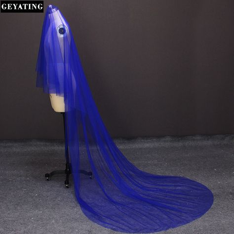 >> Click to Buy << 2017 Real Image 3 Meters Royal Blue Long Wedding Veil WITHOUT Comb New Colorful Veil #Affiliate Blue Wedding Veil, Colorful Veil, Royal Veil, Long Wedding Veil, Blue Veil, Long Veil Wedding, Layered Veil, White Veils, Wedding Veil