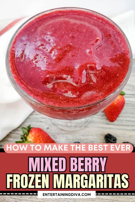 Mixed Berry Frozen Margaritas | Easy Recipes Recipe With Orange Juice, Frozen Margarita Recipe, Frozen Margarita, Easy Margarita, Perfect Margarita, Jello Shot, Summer Cookout, Party Cocktails, Frozen Margaritas