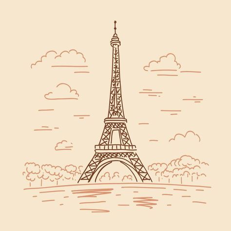 Eiffel Tower Drawing, Eiffel Tower In Paris, Paris Landmarks, Paris Illustration, Tower In Paris, Doodle Style, Paris Eiffel Tower, The Eiffel Tower, Eiffel Tower