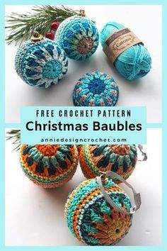 Crochet Christmas Baubles to decorate your home for the Holidays. Free crochet pattern with tutorial to make these easy baubles Crochet Christmas Baubles, Corak Krusye, Crochet Baubles, Knitting Christmas, Crochet Ornament Patterns, Crocheted Christmas, Leftover Yarn, Confection Au Crochet, Crochet Xmas