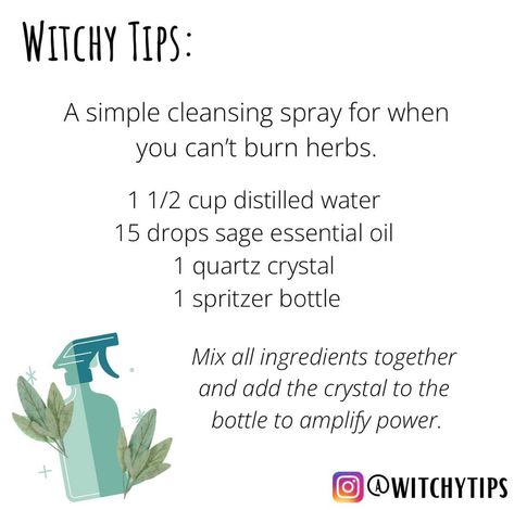 Cleansing Spray, Sage Essential Oil, Diy Sprays, Distilled Water, Essential Oils, Herbs, Spray