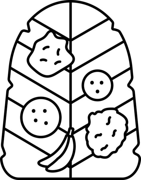 Special Food Banana Leaf Thali Black Outline Icon. Leaf Outline, Vector Game, Icon Icon, Banana Leaf, Game Design, Vector Free, Royalty Free, Clip Art, Quick Saves