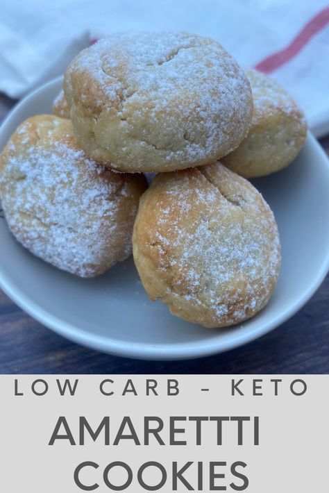 Keto amaretti cookies are such a yummy way to celebrate the holidays! Italian amaretti cookies are almond-flavored macaroons, which are soft on the inside and crispy on the outside. These keto Chrismas cookies are simple to make and one cookie is less than 1 net carb! Keto Marzipan Cookies, Keto Amaretti Cookies, Keto Almond Cookies, Almond Paste Cookies, Almond Desserts, Italian Almond Cookies, Almond Macaroons, Greek Cookies, Amaretti Cookies