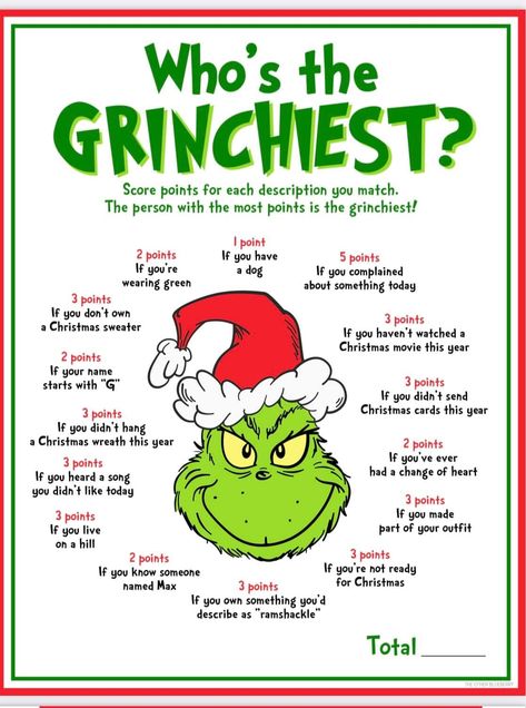 Diy Grinch Themed Christmas Decoration, Grinchmas Classroom Party, The Grinch Printables, Grinch Kids Christmas Party, Grinch Day School, Elf Ideas Classroom, Grinch Themed Games, Grinch Birthday Party Games, Grinch Night Ideas