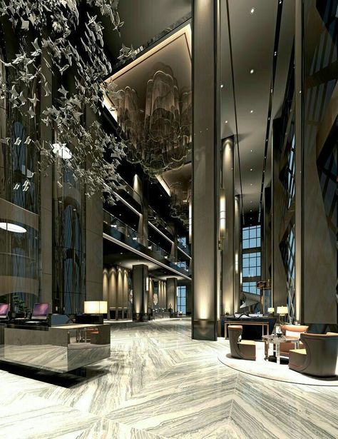 Luxury Hotel Interior Design, Fancy Hotel Lobby, Hotel Lobby Aesthetic, Futuristic Hotel, Hotel Lobby Interior Design, Luxury Hotel Lobby, Modern Hotel Lobby, Fancy Hotel, Hotel Modern