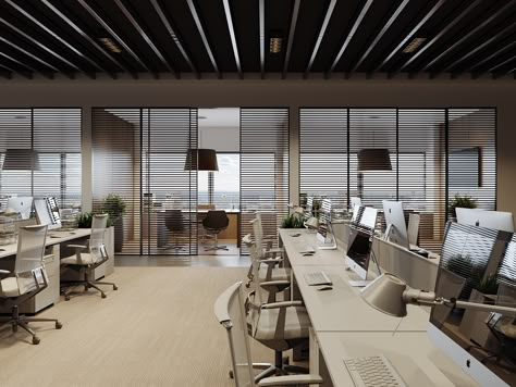 Bpo Office Design, Types Of Companies, Modern Office Workstations Design, Open Space Office Interior Design, Corporate Office Aesthetic, Open Floor Plan Office, Modern Office Design Workspaces, Open Office Workstations, Open Plan Office Design