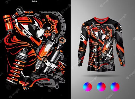 T Shirt Uniform, Sport Uniform, Jersey Mockup, Racing Jersey, Sport Shirt Design, T Shirt Design Template, Uniform Shirt, Motocross Racing, Biker T Shirts