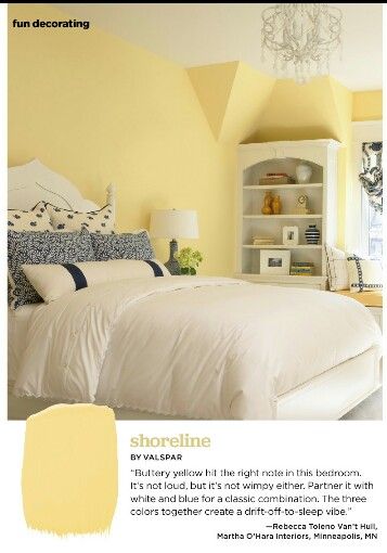 Light Yellow Wall Bedroom, Light Yellow Walls Bedroom Ideas, Yellow Pastel Bedroom, Pale Yellow And White Bedroom, Yellow Paint For Bedroom, Pastel Yellow Bedroom Walls, Yellow Accent Wall Bedroom, Pastel Yellow Accent Wall, Pastel Yellow Bedroom