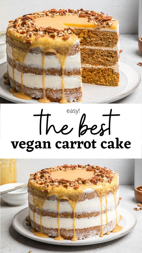 Carrot Cake Recipe With Coconut, Vegan Spring Dessert, Best Vegan Carrot Cake, Vegan Carrot Cake Recipe, Vegan Carrot Cake, Spring Recipes Dessert, Spring Dessert, Vegan Baking Recipes, Raw Vegan Desserts