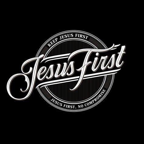 Jesus first vintage logo Premium Vector | Premium Vector #Freepik #vector #logo #vintage #love #icon Christian Shirts Designs, Bible Verse Signs, Church Ministry, Scripture Canvas, Fluent English, Lettering Styles, Time 100, Christian Wall Art, Top Seller