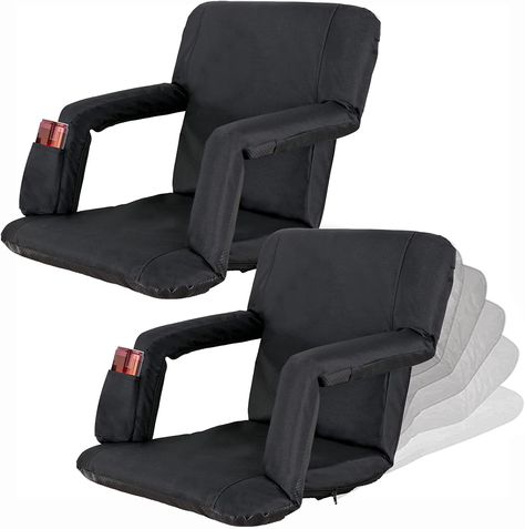 2 Pack of Stadium Seats with Adjustable Back with 6 Reclining Positions, Stadium Seats & Cushions, Stadium Seats For Bleachers, Floor Chairs, Bleacher Seating, Stadium Chairs, Stadium Seat, Folding Seat, Stadium Seats, Portable Chair