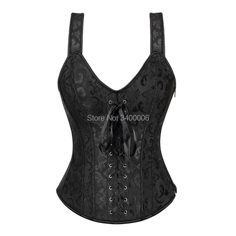 caudatus corsets and bustiers satin sexy brocade corset with straps plus size zipper jacquard overbust corset vest vintage black|corsets and bustiers|brocade corsetcorset plus - AliExpress Corset With Straps, Brocade Corset, Corset Vest, Overbust Corset, Corsets And Bustiers, Black Corset, Bustiers, Corsets, Women's Intimates