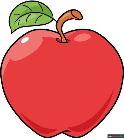 Easy Fruit Drawing, Pomegranate Drawing, Apple Outline, Pie Drawing, Drawing Apple, Apple Picture, Kindergarden Activities, Fruits Drawing, Drawing Tutorials For Kids