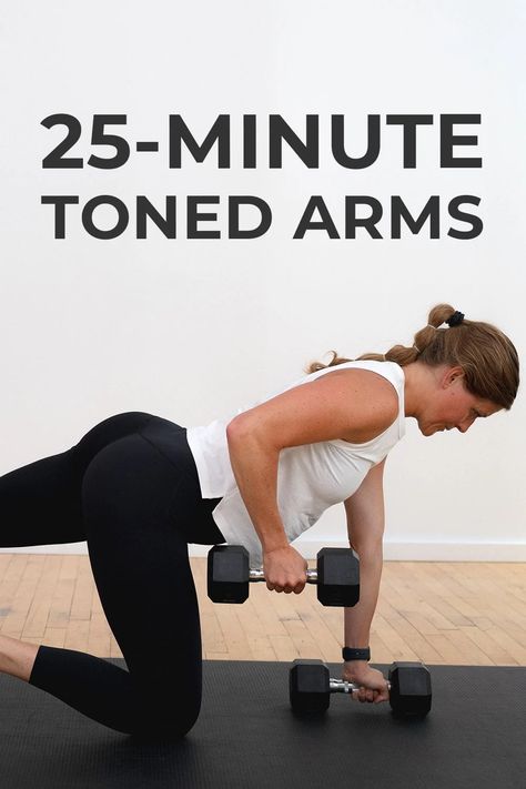 Sculpt strong, toned arms with this guided BEGINNER ARM WORKOUT! Targets the biceps, triceps, back, shoulders AND chest in under 30 minutes! This is the BEST arm workout for beginners because it can be completed at home with minimal equipment, and is ALL STRENGTH TRAINING! Strength training is the most effective way to tone and build definition in your arms. Pregnancy and postpartum friendly too! Beginner Arm Workout, Best Arm Workout, Arm Workout Videos, Interval Treadmill Workout, Arm Workout For Beginners, Dumbbell Arm Workout, Good Arm Workouts, Tone Arms Workout, Arm Workouts At Home