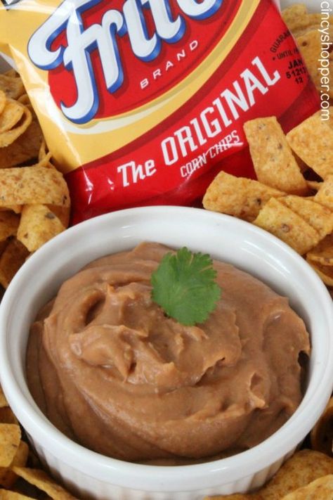 Easy to make Copycat Fritos Bean Dip. This dip tastes so much better than the store brand! Copycat Dips and Sauces on Frugal Coupon Living. Frito Bean Dip, Frito Bean Dip Recipe, Frito Lay Bean Dip, Fritos Bean Dip, Bean Dip Recipe, Bean Dip Recipes, Frito Lay, Veggie Pizza, Snack Dip