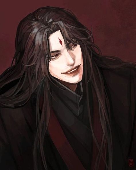 Luo Binghe Aesthetic, Hades Long Hair, Long Haired Men Art, Long Hair Man Drawing, Long Hair Men Drawing, Long Hair Drawing, Red Hair Men, Luo Binghe, Scumbag System