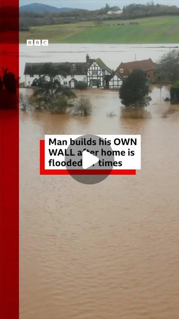 BBC News on Instagram: "Is it a castle? A fort? No, just a defence wall that keeps this man’s house dry.    Hundreds of homes have been devastated by flooding in England after a powerful storm and a week of heavy rainfall.   Tap the link in @BBCNews’s bio to read how those hit by flooding have been affected.    #England #Worcestershire #UK #BBCNews" Flooded House, Heavy Rainfall, Flood Wall, A Castle, Flower Farm, Bbc News, This Man, Green Thumb, Bbc