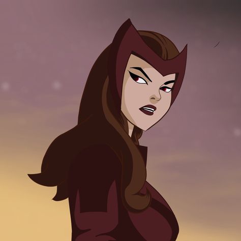 Wanda Maximoff Cartoon, Scarlet Witch Cartoon Icon, Wanda Maximoff Profile Pic, Marvel Comic Pfp, Wanda Maximoff Comic, Red Head Cartoon, Marvel Heroines, X Men Evolution, Elizabeth Olsen Scarlet Witch