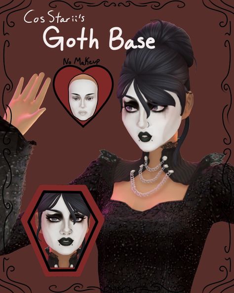 I've always loved making goth sims but all the white bases I find have lipstick and eyeliner included, and I really wanted to be able to mix and match. So I decided how to learn how to make cc! (Its… Sims 4 Cc Maxis Match Goth Makeup, Sims 4 Unnatural Eyes, Alexa Sims 4 Cc, Sims 4 Goth Lipstick, Sims 4 Cc Goth Makeup Patreon, Tim Burton Sims 4 Cc, Sims 4 Ear Plugs, Sims 4 Goth Face Paint, Sims 4 Cc White Face Paint